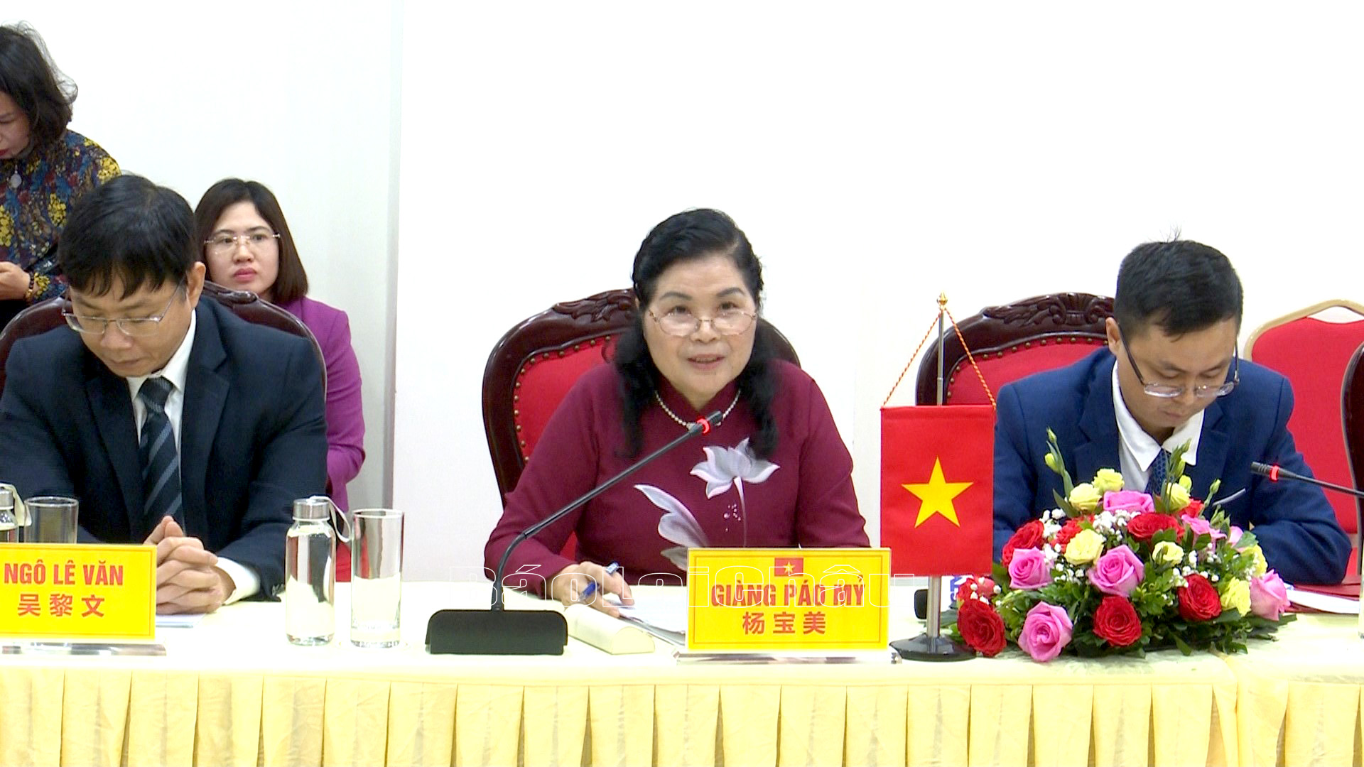 Bí thư Tỉnh ủy Lai Châu Giàng Páo Mỷ phát biểu tại buổi hội kiến.